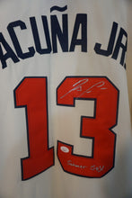 Load image into Gallery viewer, Ronald Acuna Jr Signed Nike replica Jersey with Script (Sabaner Soy)
